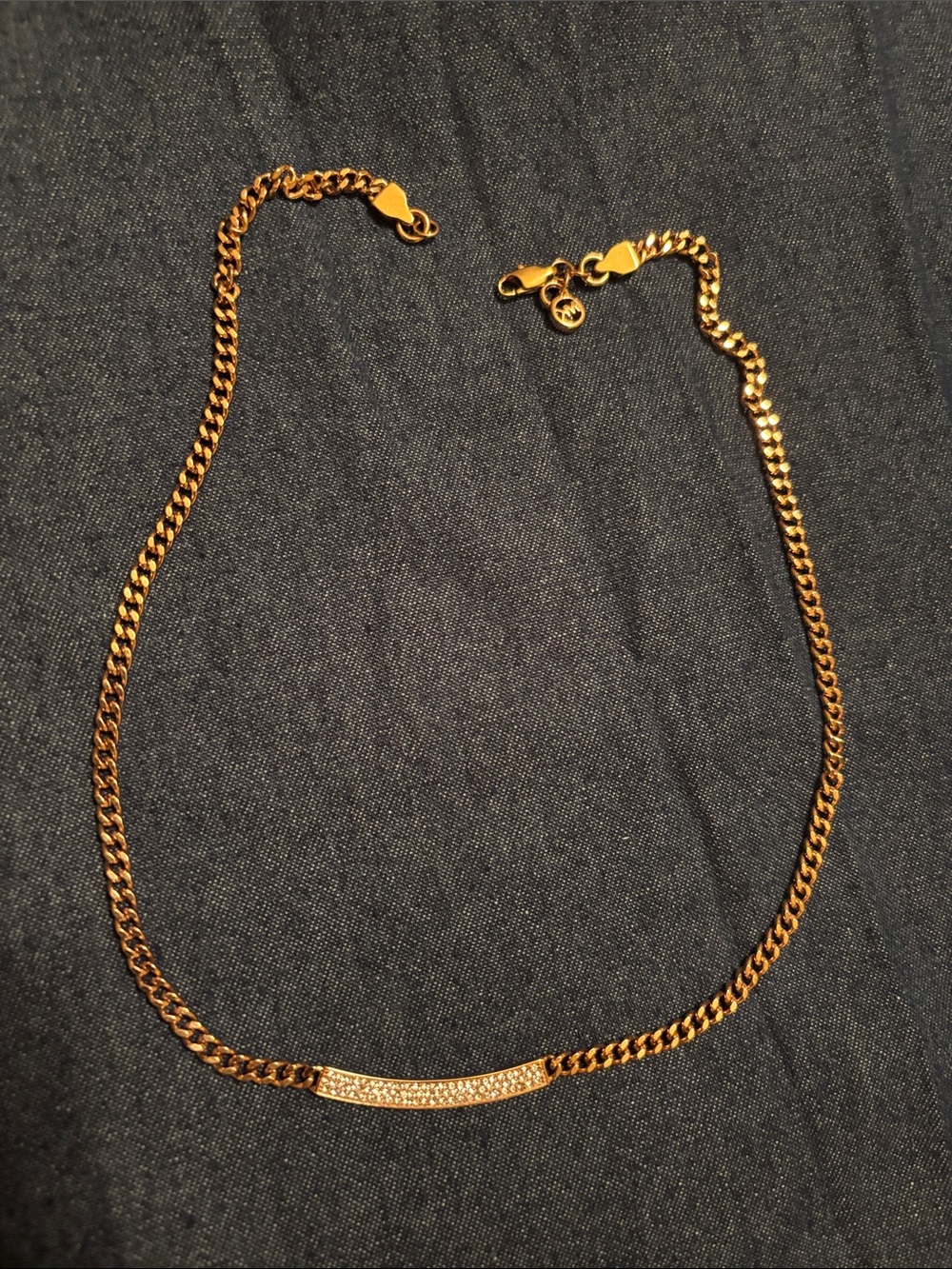 Michael Kors Rose Gold Pavé Bar Chain Necklace